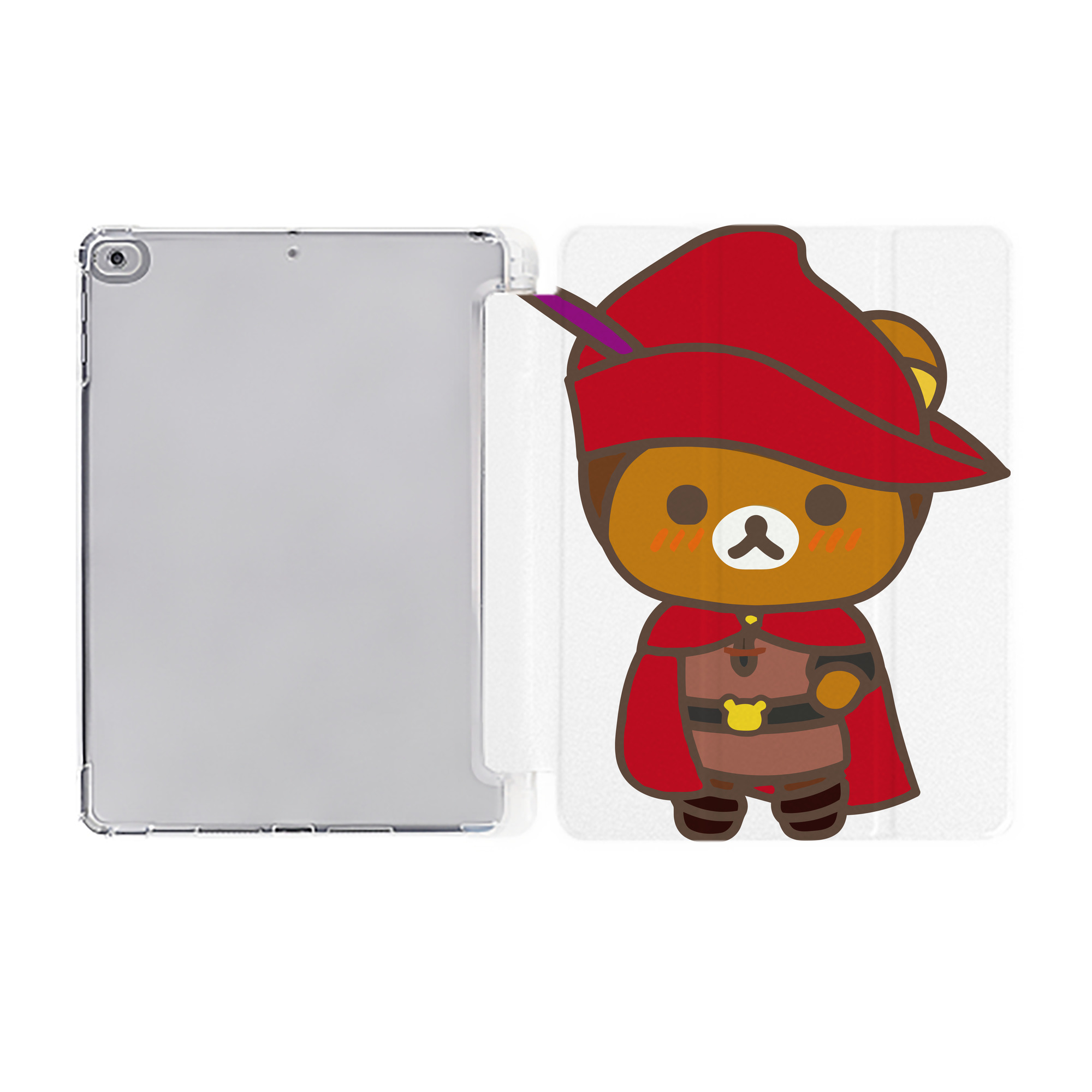（画像用） リラックマ リラックマ キイロイトリ Rilakkuma Korilakkuma Kiiroitori IPad ケース ペン収納付き 三つ折りスタンド PUレザー×シリコン 対応機種9.5/10.5/10.9インチ